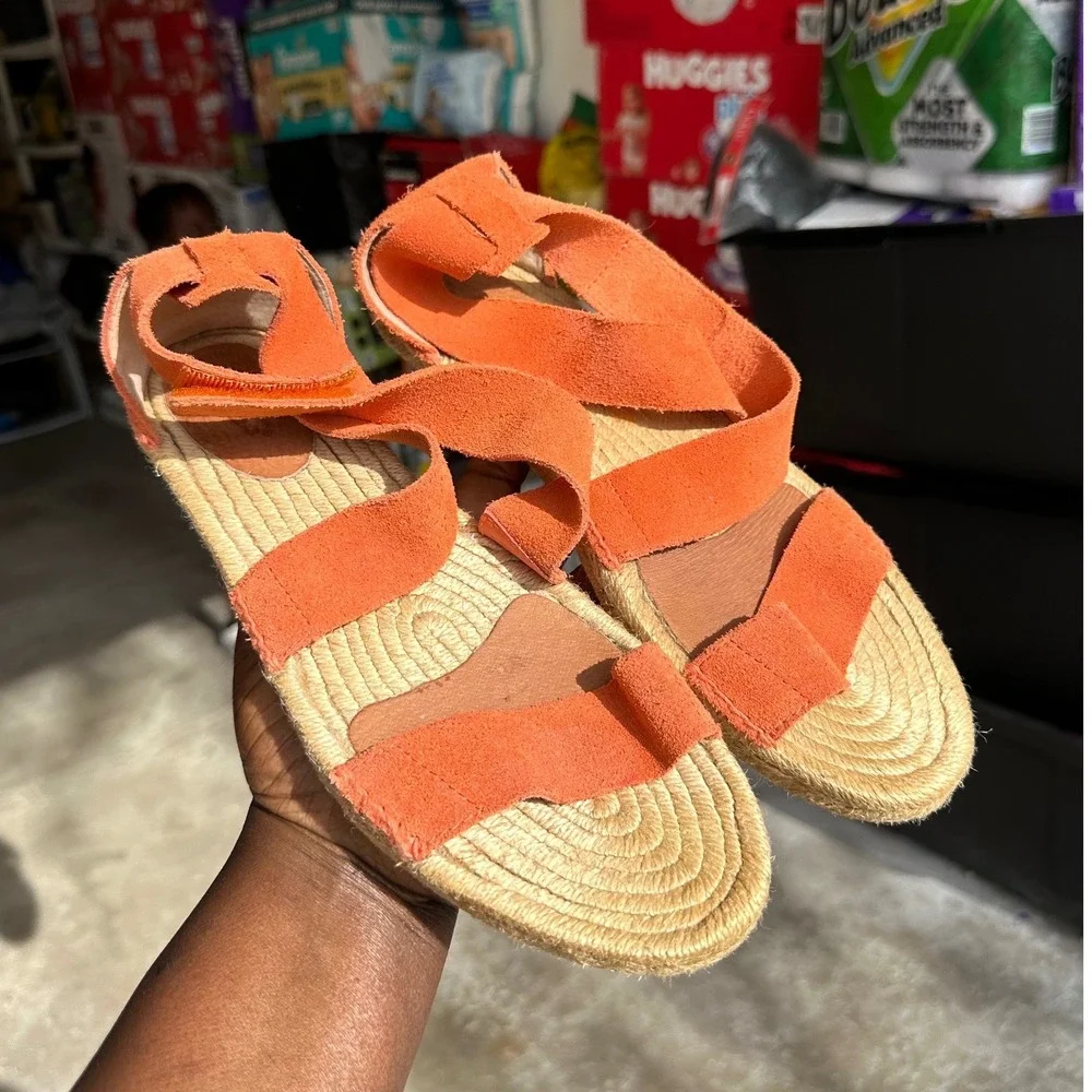 UGG Mila Women's Suede Espadrille Strappy Sandals Size 9 Orange Shoes